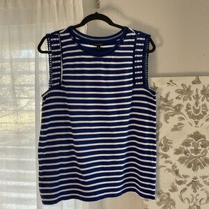 Banana Republic Navy and White Striped Tank Top